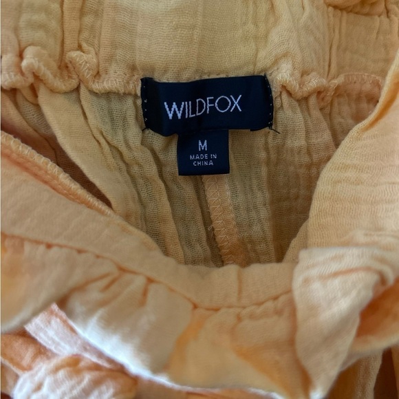 WILDFOX Tie Waist Cotton Gauze Paperbag Shorts- Honeycomb/ Size Medium - Picture 6 of 8